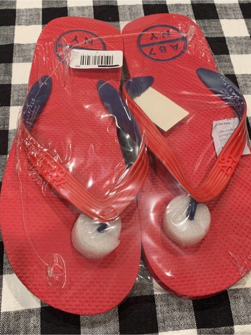 Aeropostale Red Flip Flop Sandals with Navy Straps